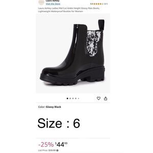 Laura Ashley Ladies Mid Cut Ankle Height Glossy Rain Boots